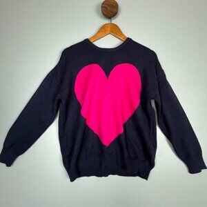 AQUA Kerri Rosenthal Navy Pink Heart Sweater NWT Small